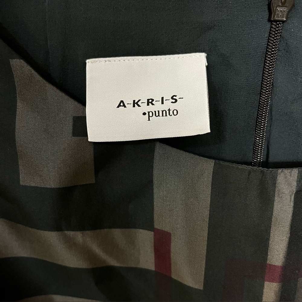 Akris Punto Women's Sleeveless Gray/Blk Graphic Geometrical Dress Size 14 Modern - Picture 7 of 10